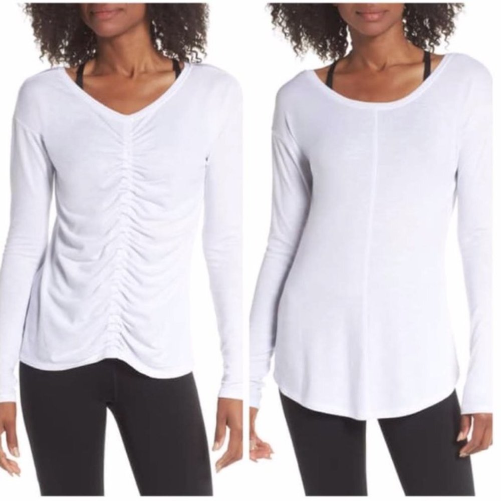 Zella Amara Reversible Ruched Tee White Size XXS